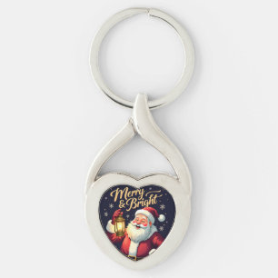 Porte-clés Illustration du Père Noël tenant une lanterne Merr