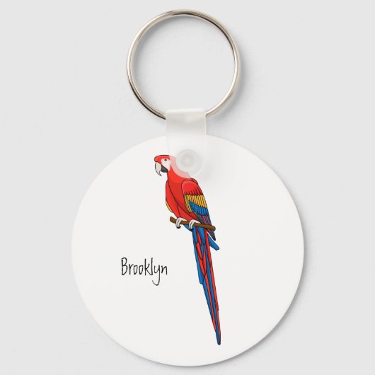 Porte-clés Illustration du perroquet de macaw Scarlet (Recto)
