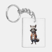 Porte-clés Illustration du raton laveur cool et adorable (Devant gauche)