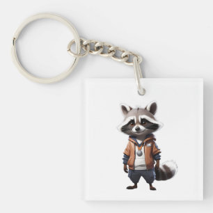 Porte-clés Illustration du raton laveur cool et adorable