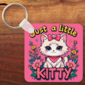 Porte-clés Illustration d'un adorable chaton blanc (Recto)