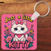 Porte-clés Illustration d'un adorable chaton blanc (Verso)