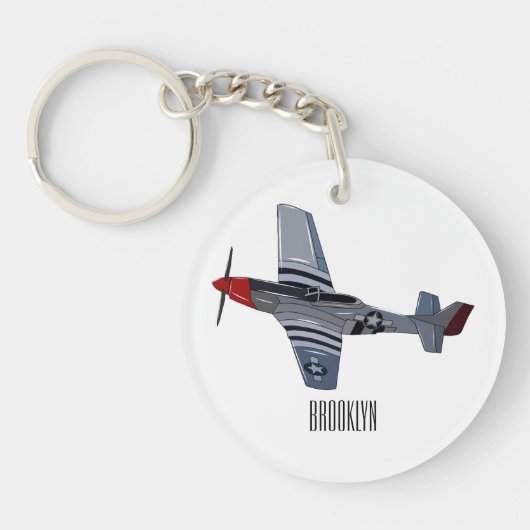 Porte-clés Illustration d'un avion de chasse-bombardier (Devant)