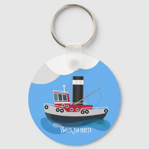 Porte-clés Illustration d'un bateau à chalutier mignon