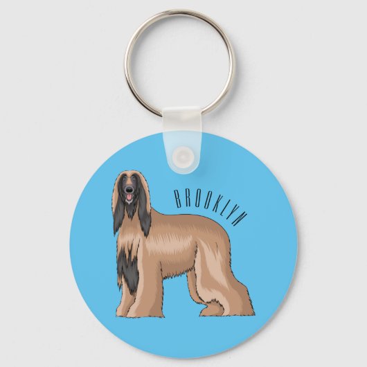 Porte-clés Illustration d'un chien hound afghan (Recto)