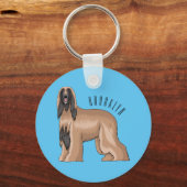 Porte-clés Illustration d'un chien hound afghan (Recto)