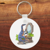 Porte-clés Illustration D'Un Iguanodon Mettant Sur Le Maquill (Recto)