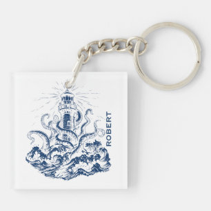 Porte-clés Illustration d'un kraken avalant un phare