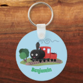 Porte-clés Illustration d'une locomotive à vapeur mûre (Recto)