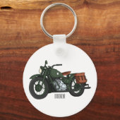 Porte-clés Illustration d'une moto de croiseur militaire (Recto)