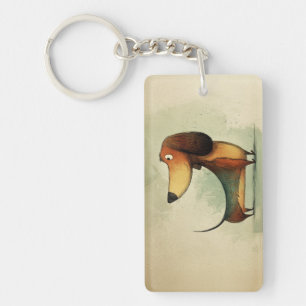 Porte-clés Illustration fantaisiste de teckel mignon