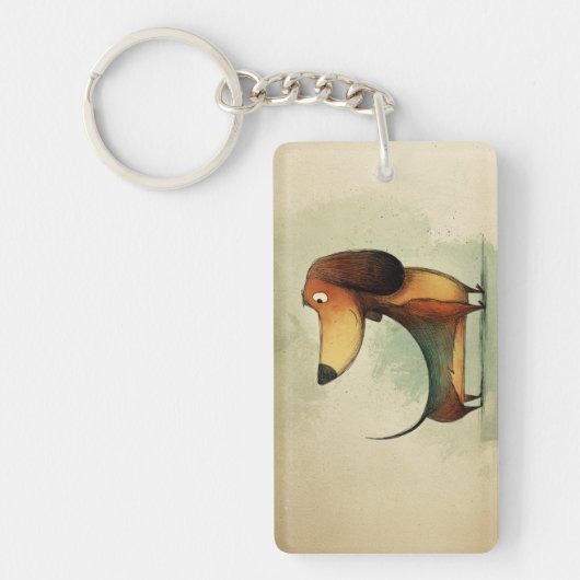 Porte-clés Illustration fantaisiste de teckel mignon (Devant)