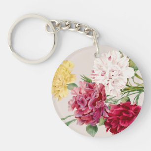 Porte-clés Illustration florale de l'œillet vintage