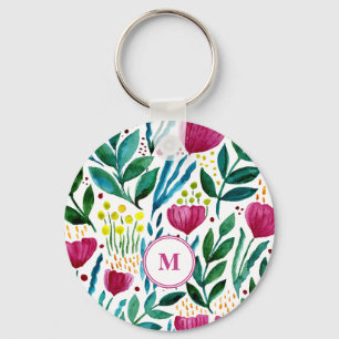 Porte-clés Illustration florale Monogramme botanique