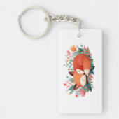 Porte-clés Illustration Florale Renard Endormi Mignon (Devant)