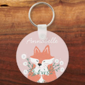 Porte-clés Illustration Fox Fleurs d'odeur personnalisée (Recto)