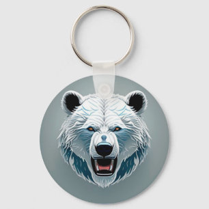 Porte-clés Illustration géométrique d'ours polaire féroce