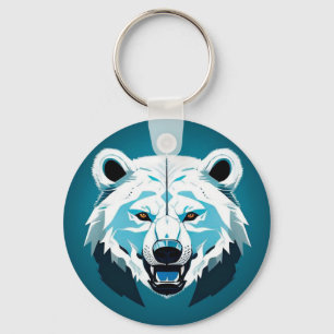 Porte-clés Illustration géométrique d'ours polaire féroce