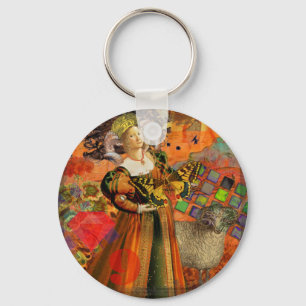Porte-clés Illustration gothique de la femme Aries Orange