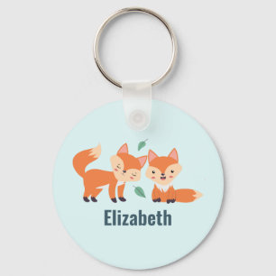 Porte-clés Illustration graphique des renards orange mignons