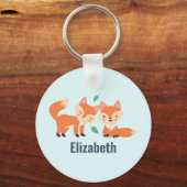 Porte-clés Illustration graphique des renards orange mignons (Recto)