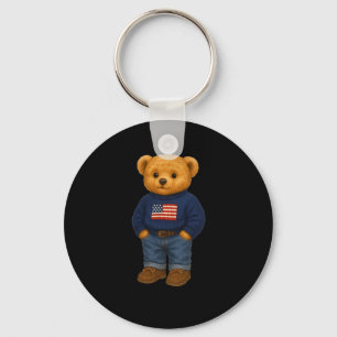 Porte-clés Illustration graphique d'ours américain cool Usa
