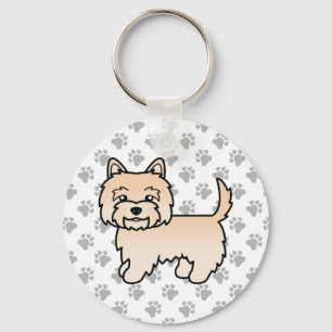 Porte-clés Illustration mignonne de chien Cairn Terrier crème