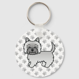 Porte-clés Illustration mignonne de Terrier Cairn Gris & Patt
