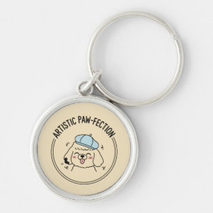 Porte-clés Illustration minimaliste de chiot caniche duveteux