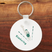Porte-clés Illustration moderne de nage vert thème de natatio (Recto)