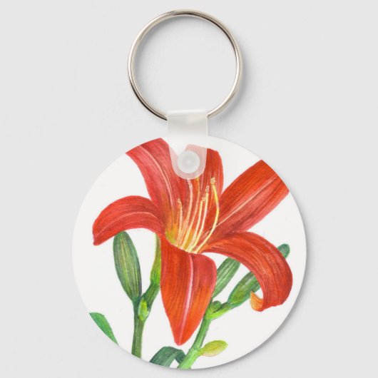 Porte-clés Illustration Orange Lily Botanical (Recto)