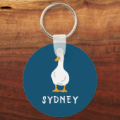 Porte-clés Illustration personnalisée de canard blanc bleu ma (Recto)