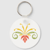 Porte-clés Illustration plante jaune orange vert (Recto)