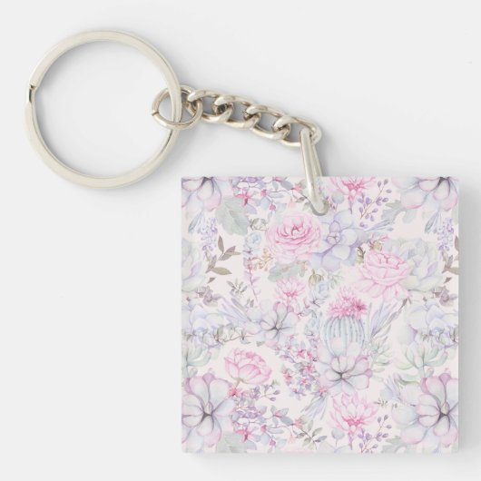 Porte-clés Illustration rose florale Succulent Motif d'été (Devant)