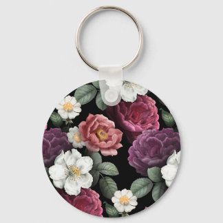 Porte-clés Illustration Rose vintage