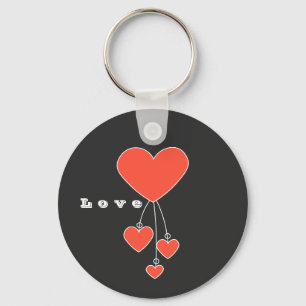 Porte-clés Illustration simple avec le coeur écarlate "Amour"