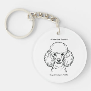 Porte-clés Illustration Standard Poodle Portrait Black Line
