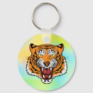 Porte-clés Illustration tête de tigre féroce-24327