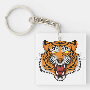 Porte-clés Illustration Tête de Tigre Féroce-24327