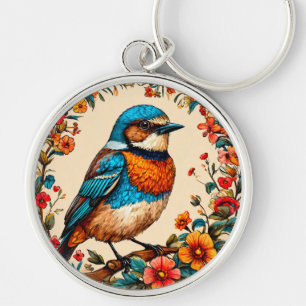Porte-clés Illustration vibrante et colorée d'un oiseau