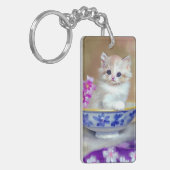 Porte-clés Illustration vintage de chaton blanc (Devant gauche)