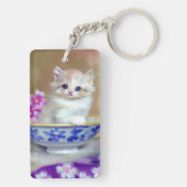 Porte-clés Illustration vintage de chaton blanc (Dos)