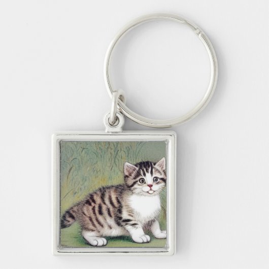 Porte-clés Illustration vintage de chaton rayé (Devant)