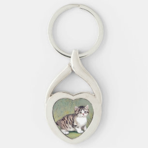 Porte-clés Illustration vintage de chaton rayé