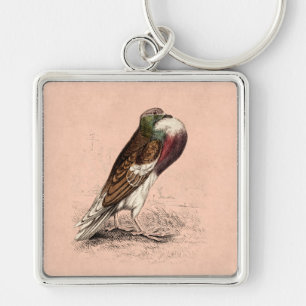 Porte-clés Illustration vintage de pigeon - modèle de