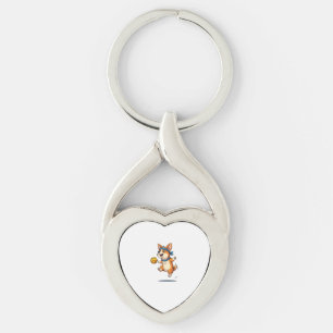 Porte-clés Illustration vintage de volley-ball Corgi Chien At