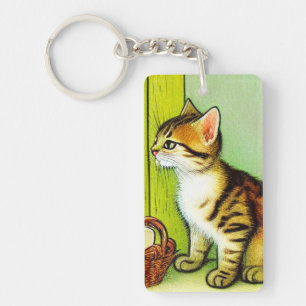 Porte-clés Illustration vintage Tabby Cat