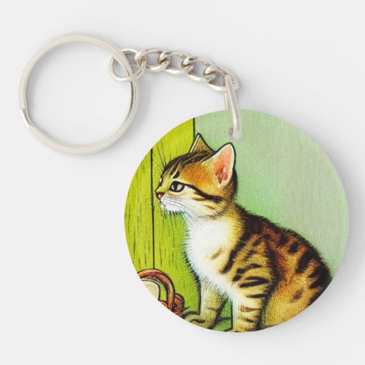 Porte-clés Illustration vintage Tabby Cat (Devant)