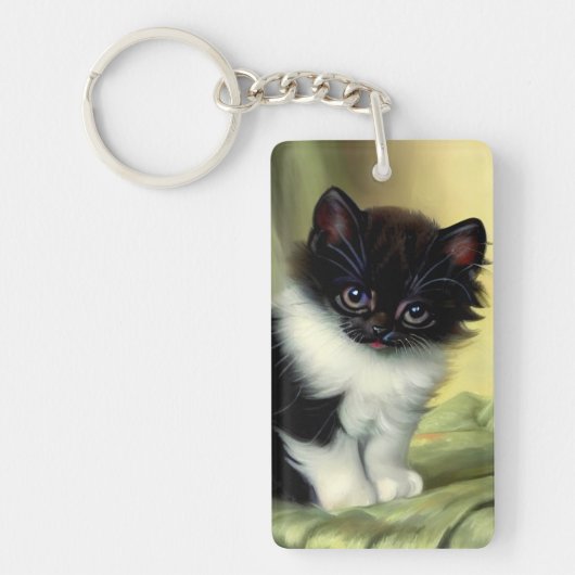 Porte-clés Illustration vintage Tuxedo Kitten (Devant)
