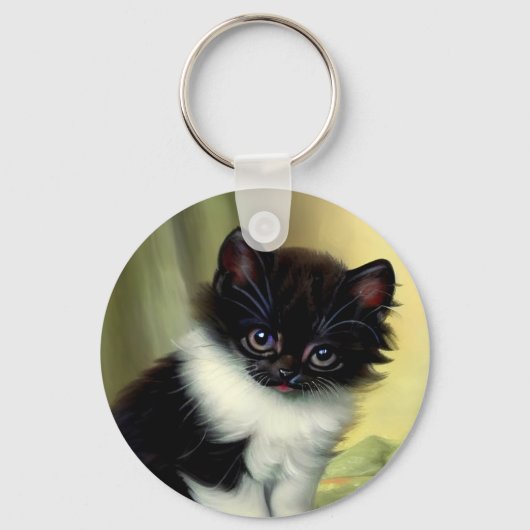 Porte-clés Illustration vintage Tuxedo Kitten (Recto)